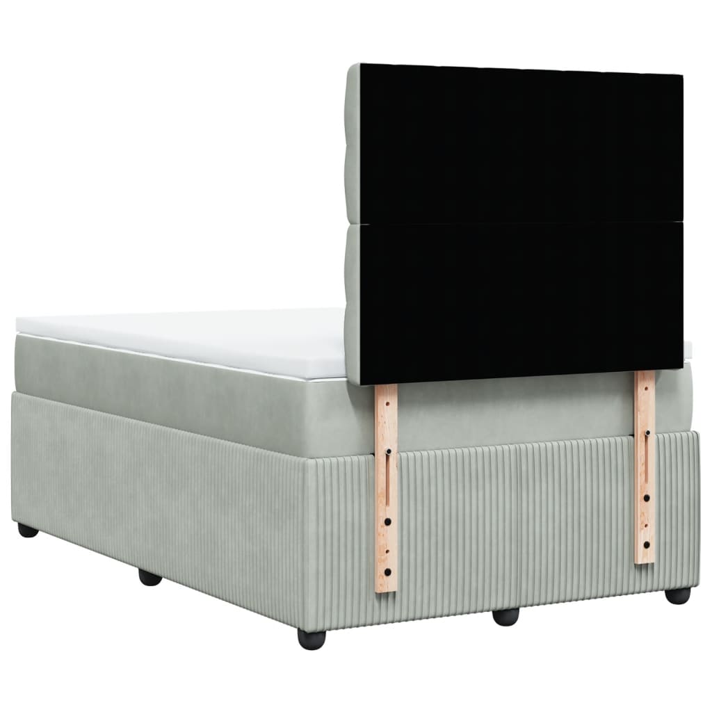 Boxspring met matras fluweel lichtgrijs 120x200 cm