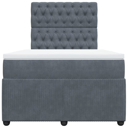 Boxspring met matras fluweel donkergrijs 120x200 cm