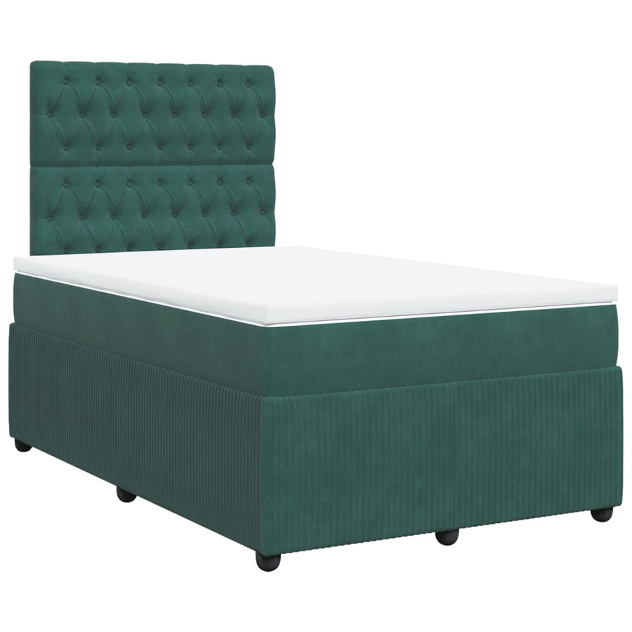 Boxspring met matras fluweel donkergroen 120x200 cm