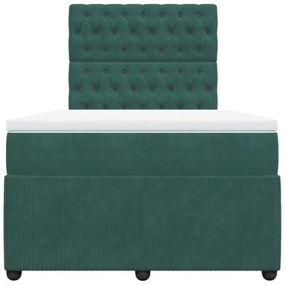 Boxspring met matras fluweel donkergroen 120x200 cm