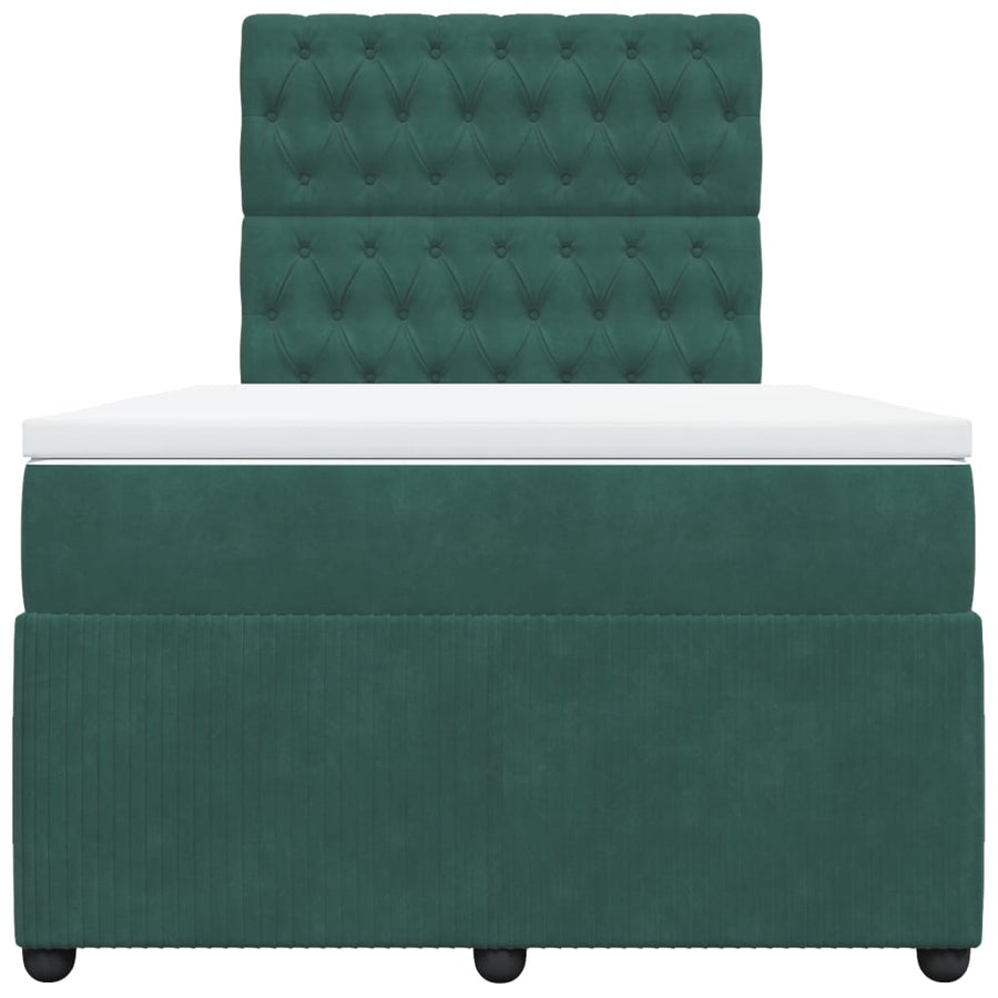 Boxspring met matras fluweel donkergroen 120x200 cm