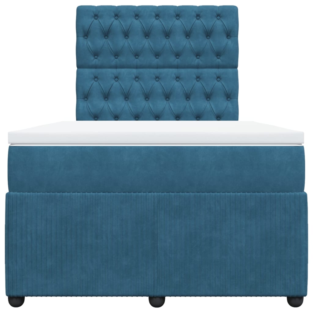 Boxspring met matras fluweel donkerblauw 120x200 cm