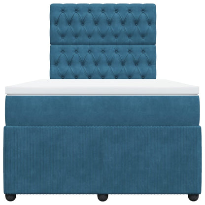 Boxspring met matras fluweel donkerblauw 120x200 cm