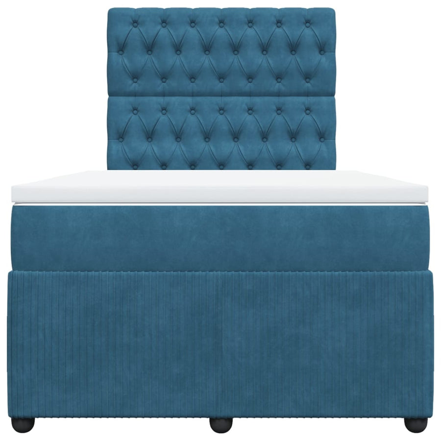 Boxspring met matras fluweel donkerblauw 120x200 cm