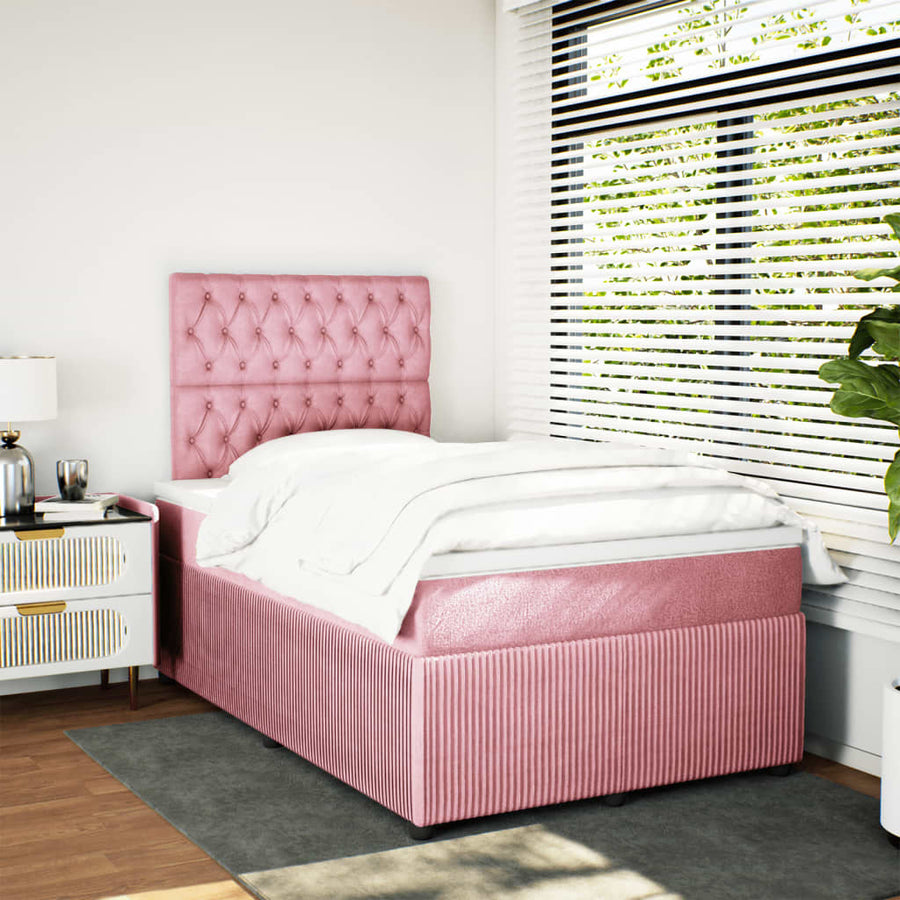 Boxspring met matras fluweel roze 120x200 cm