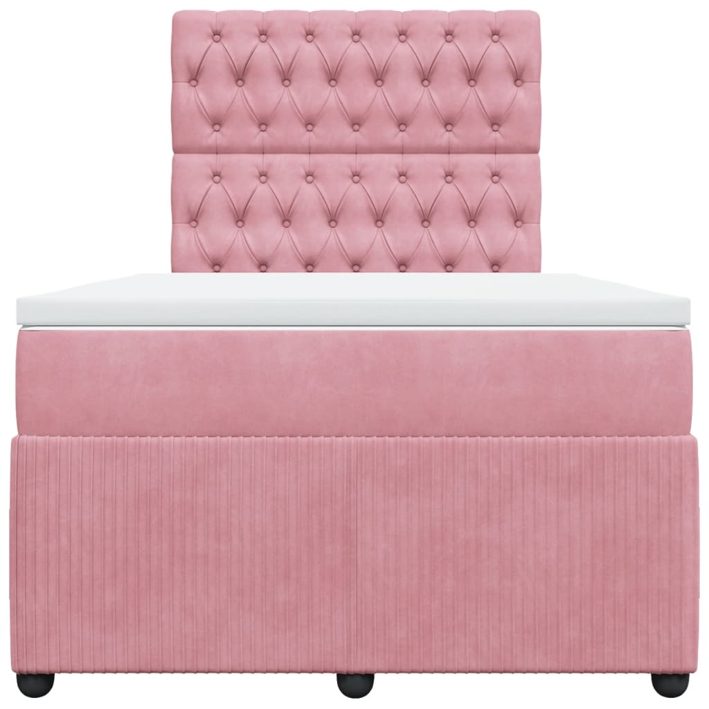 Boxspring met matras fluweel roze 120x200 cm