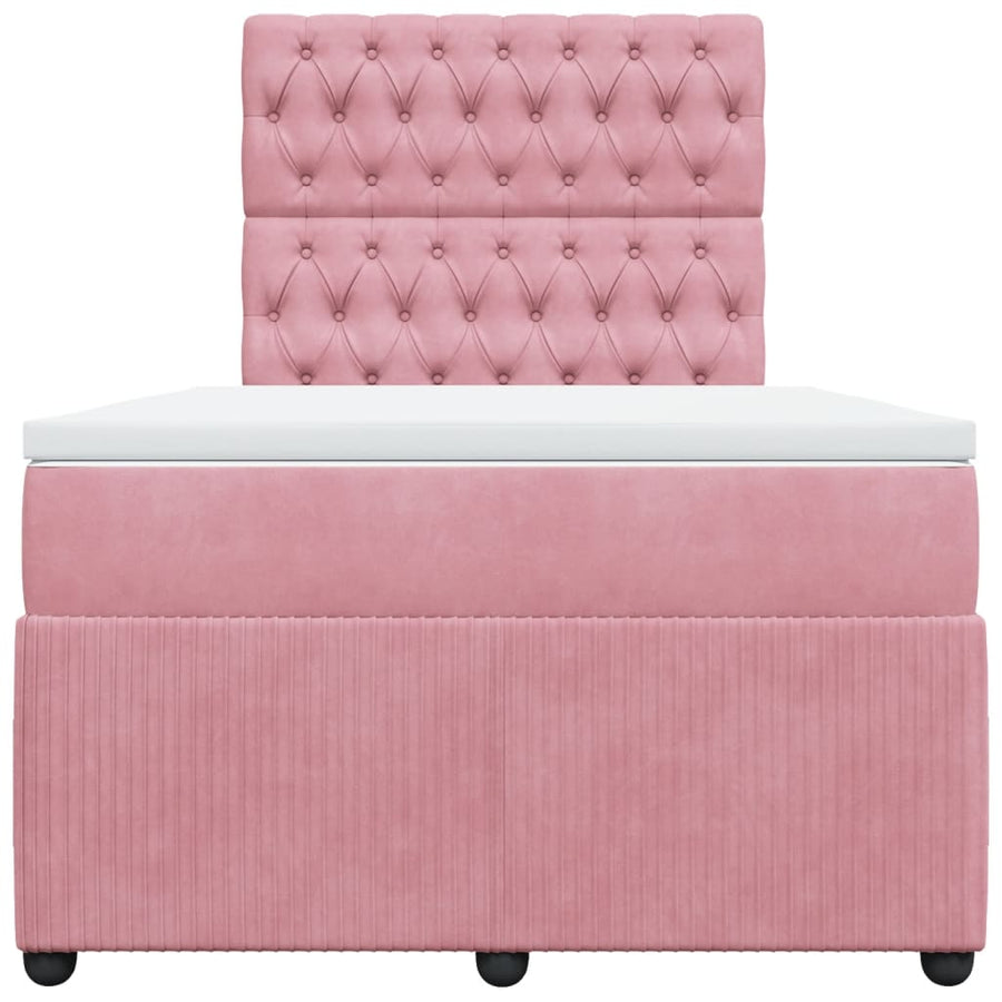 Boxspring met matras fluweel roze 120x200 cm