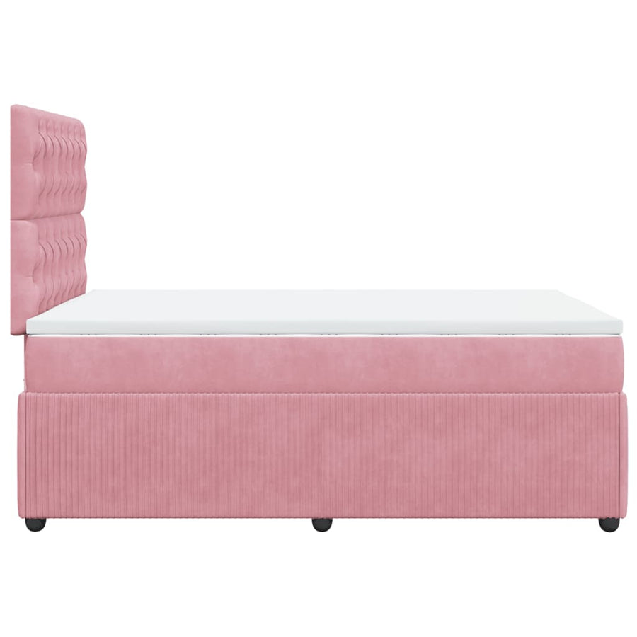 Boxspring met matras fluweel roze 120x200 cm