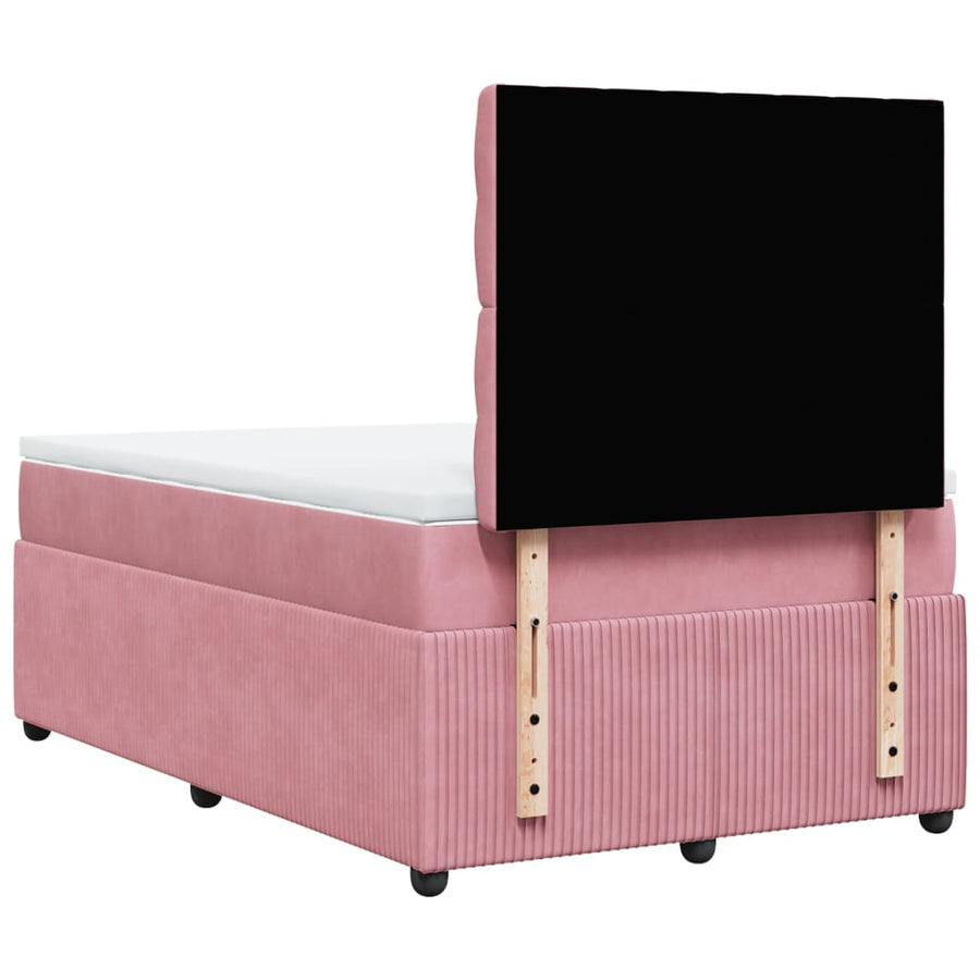 Boxspring met matras fluweel roze 120x200 cm