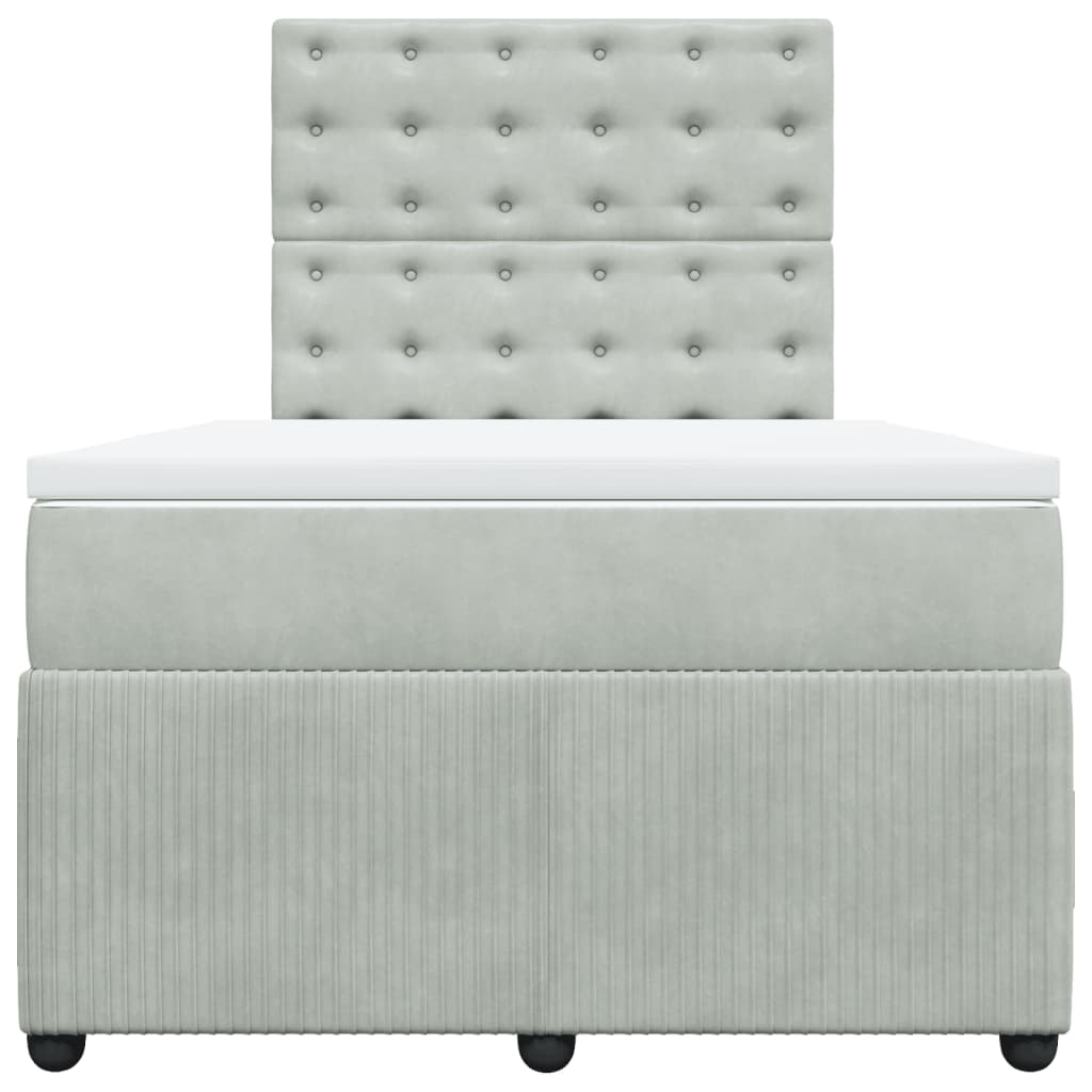 Boxspring met matras fluweel lichtgrijs 120x200 cm