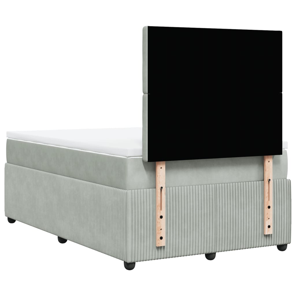 Boxspring met matras fluweel lichtgrijs 120x200 cm