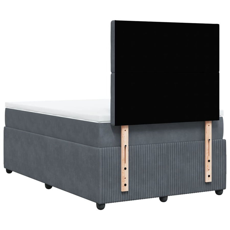 Boxspring met matras fluweel donkergrijs 120x200 cm