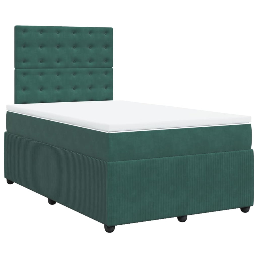 Boxspring met matras fluweel donkergroen 120x200 cm