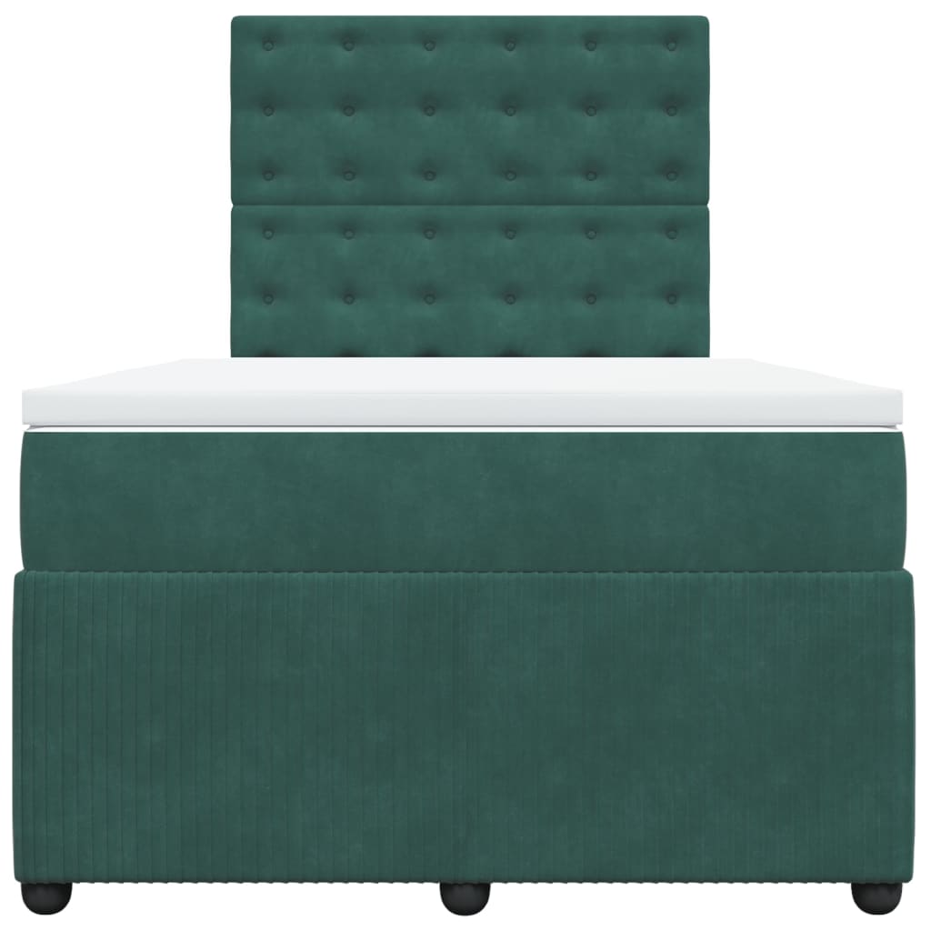 Boxspring met matras fluweel donkergroen 120x200 cm