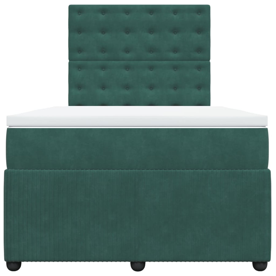 Boxspring met matras fluweel donkergroen 120x200 cm