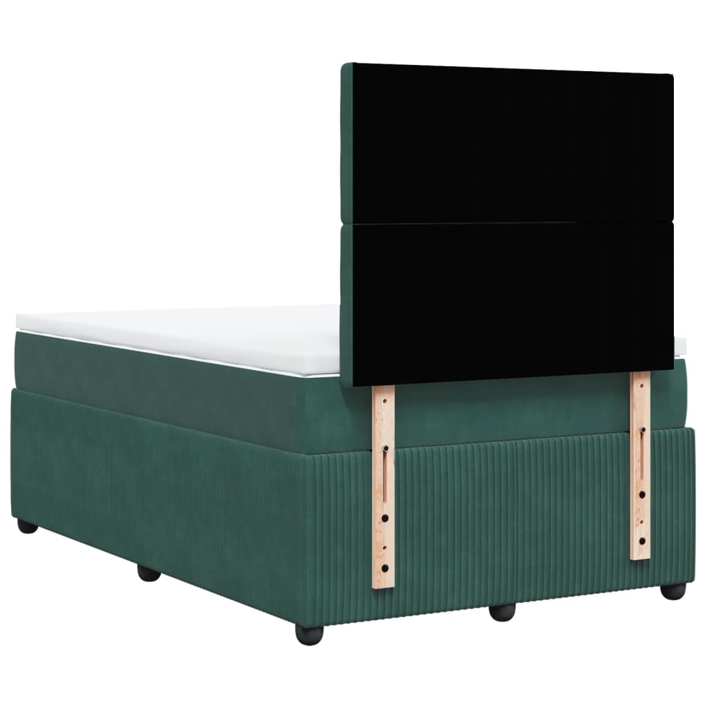 Boxspring met matras fluweel donkergroen 120x200 cm