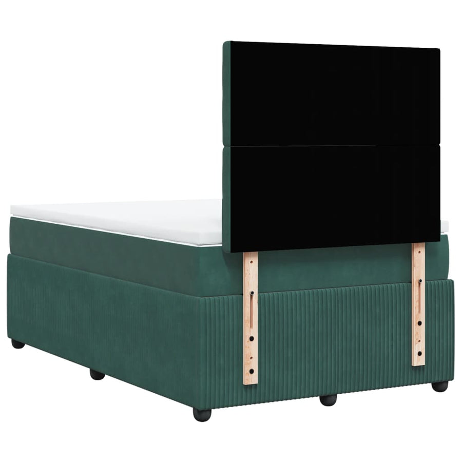 Boxspring met matras fluweel donkergroen 120x200 cm