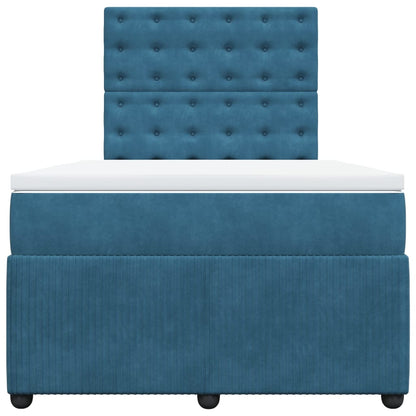 Boxspring met matras fluweel donkerblauw 120x200 cm
