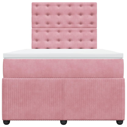 Boxspring met matras fluweel roze 120x200 cm