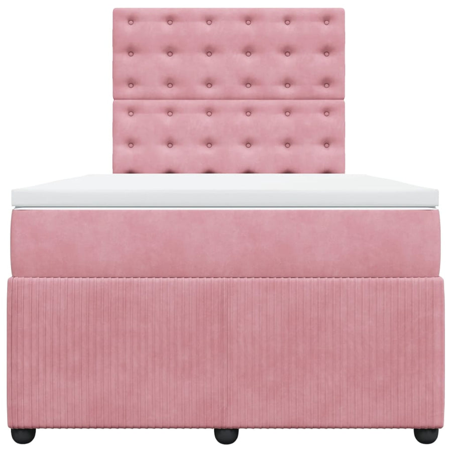 Boxspring met matras fluweel roze 120x200 cm