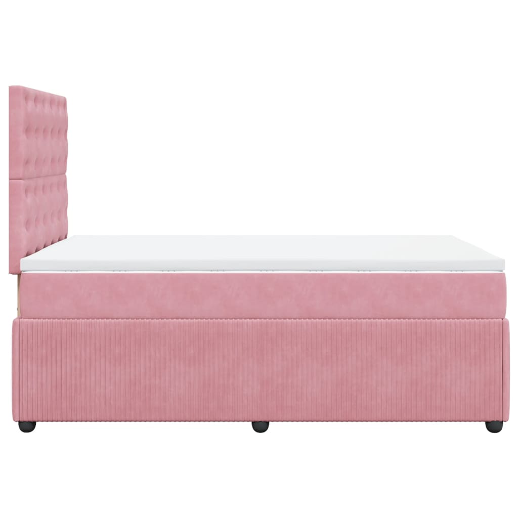 Boxspring met matras fluweel roze 120x200 cm