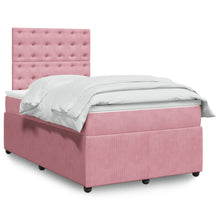 Boxspring met matras fluweel roze 120x200 cm