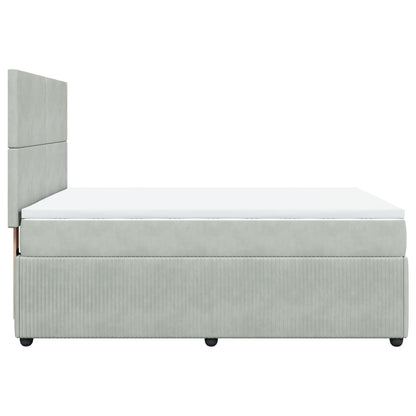Boxspring met matras fluweel lichtgrijs 140x190 cm