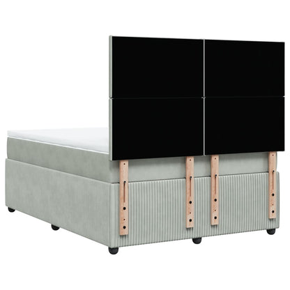 Boxspring met matras fluweel lichtgrijs 140x190 cm