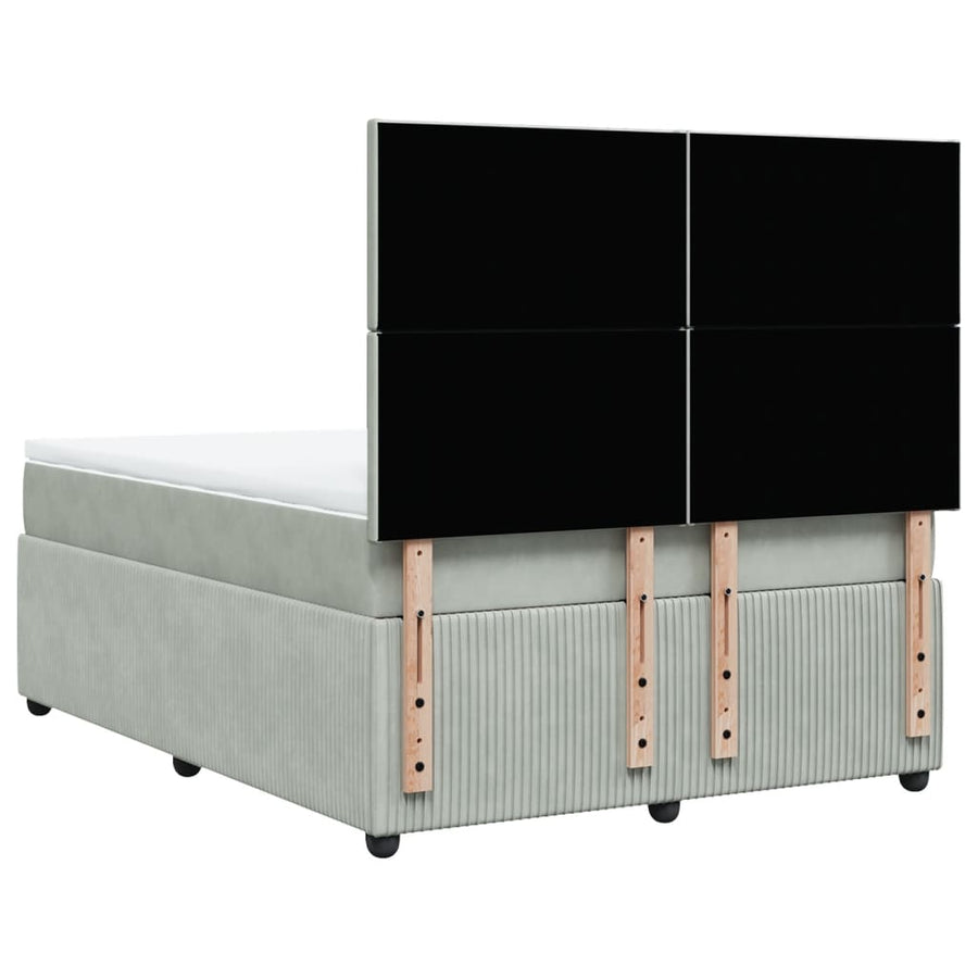 Boxspring met matras fluweel lichtgrijs 140x190 cm