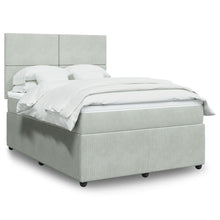 Boxspring met matras fluweel lichtgrijs 140x190 cm