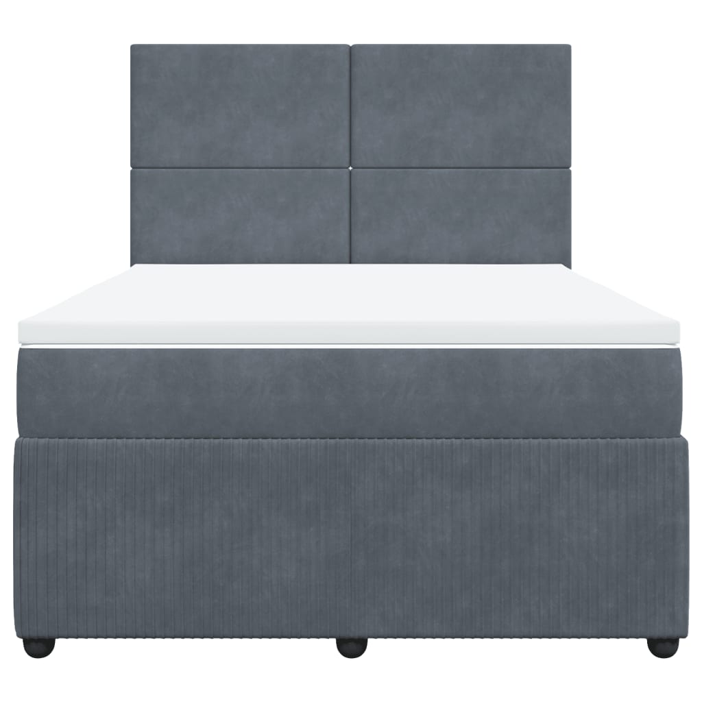 Boxspring met matras fluweel donkergrijs 140x190 cm