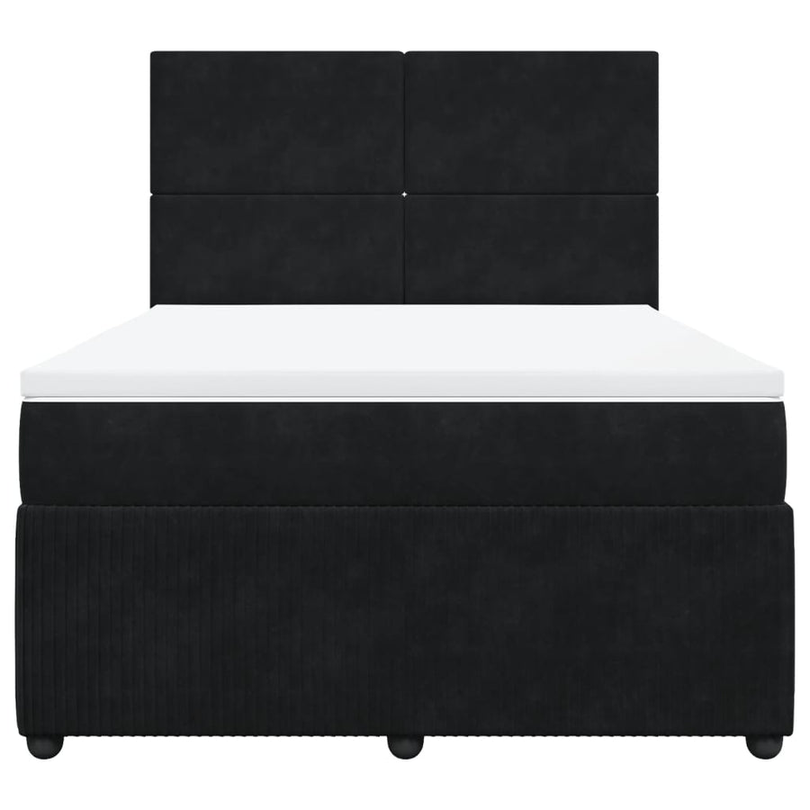 Boxspring met matras fluweel zwart 140x190 cm