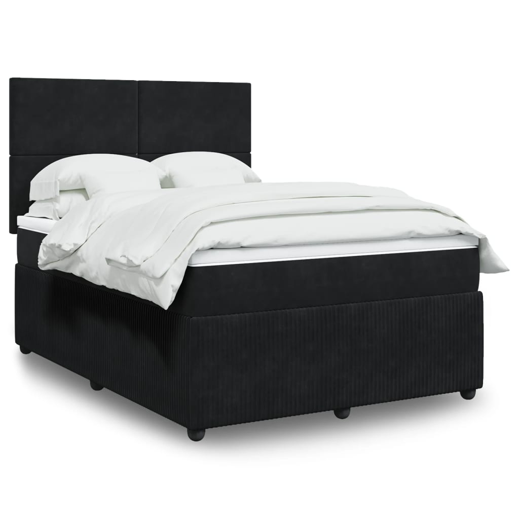 Boxspring met matras fluweel zwart 140x190 cm