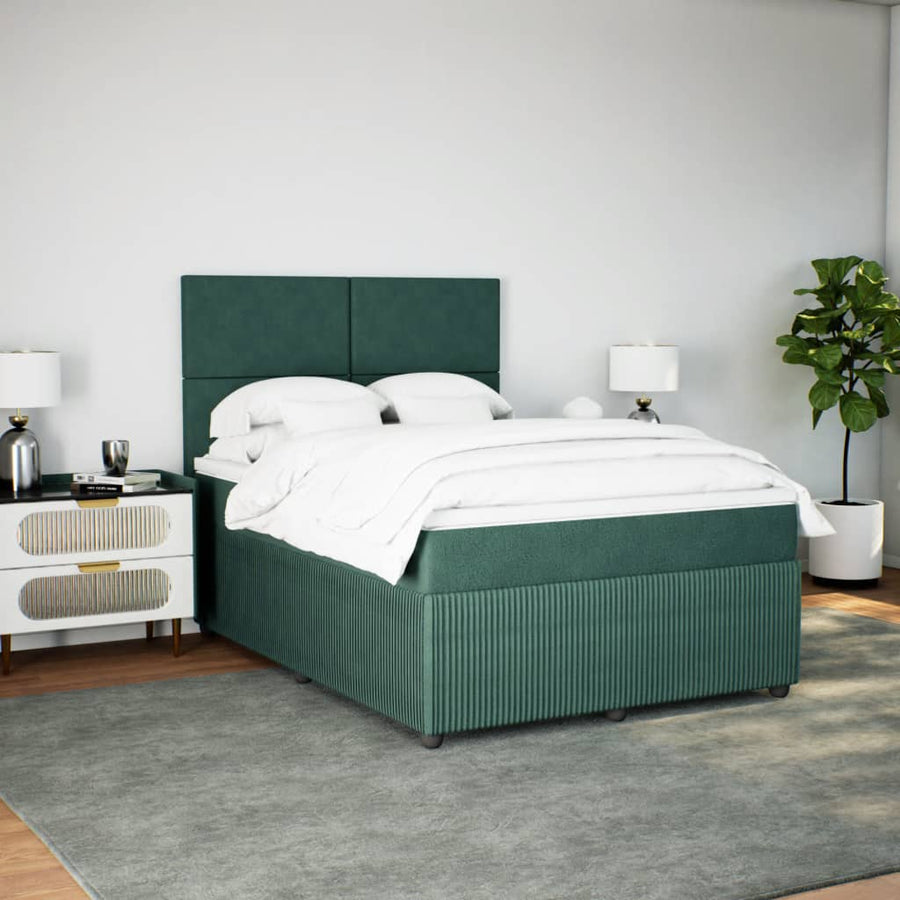 Boxspring met matras fluweel donkergroen 140x190 cm