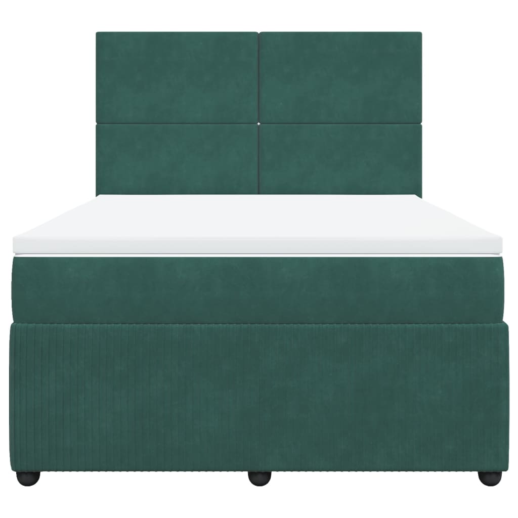 Boxspring met matras fluweel donkergroen 140x190 cm