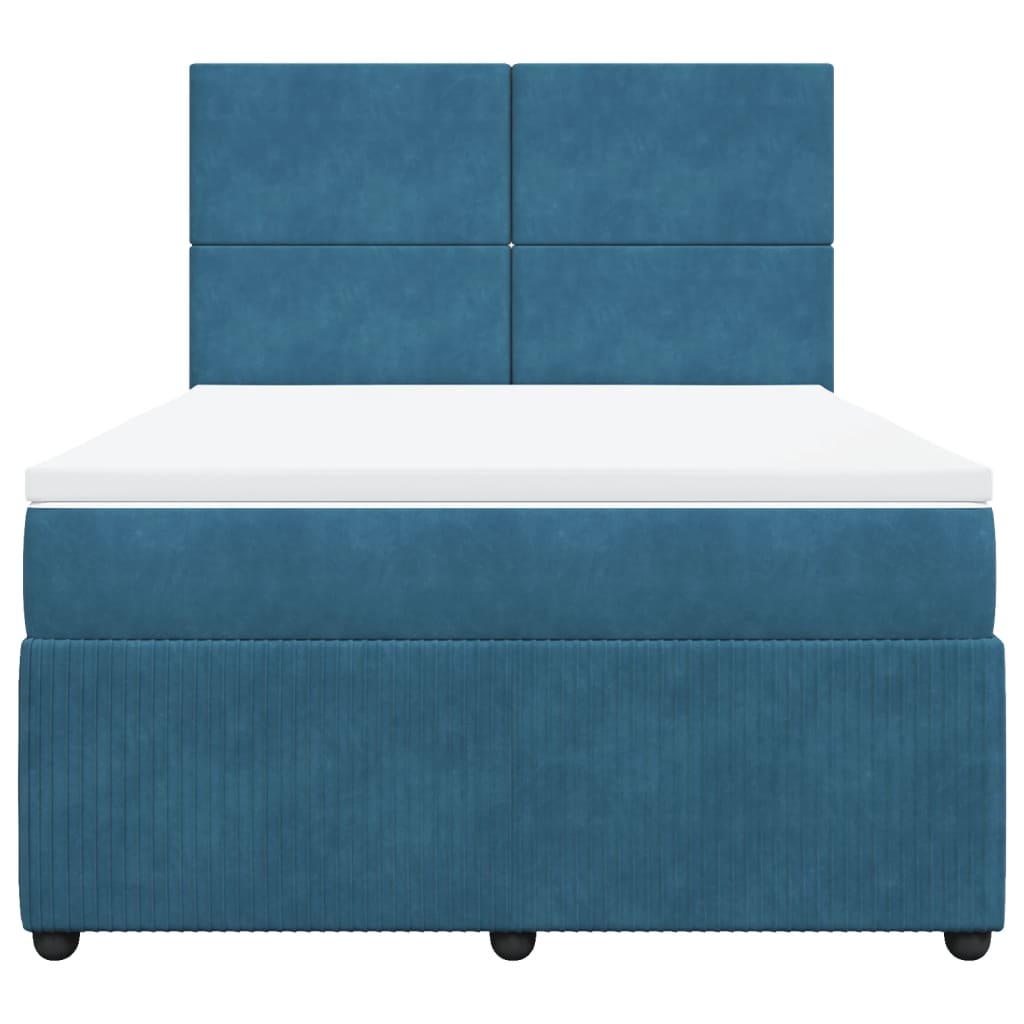 Boxspring met matras fluweel donkerblauw 140x190 cm