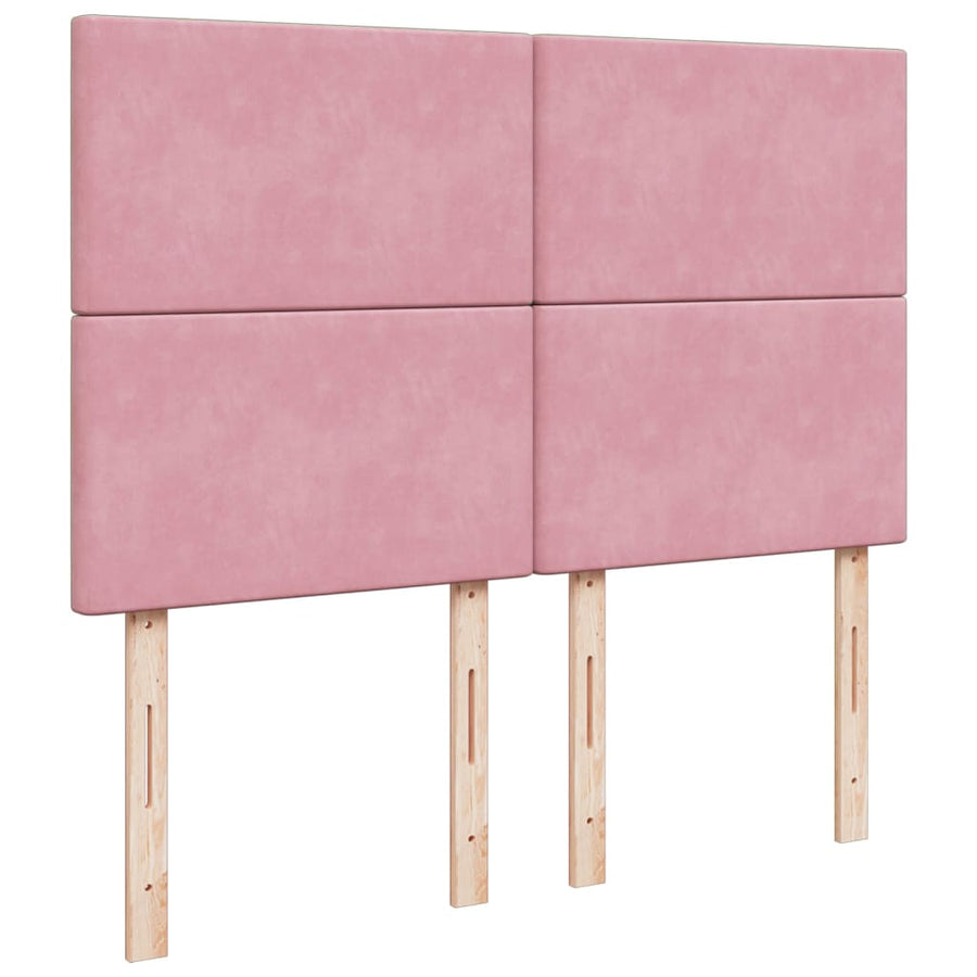 Boxspring met matras fluweel roze 140x190 cm