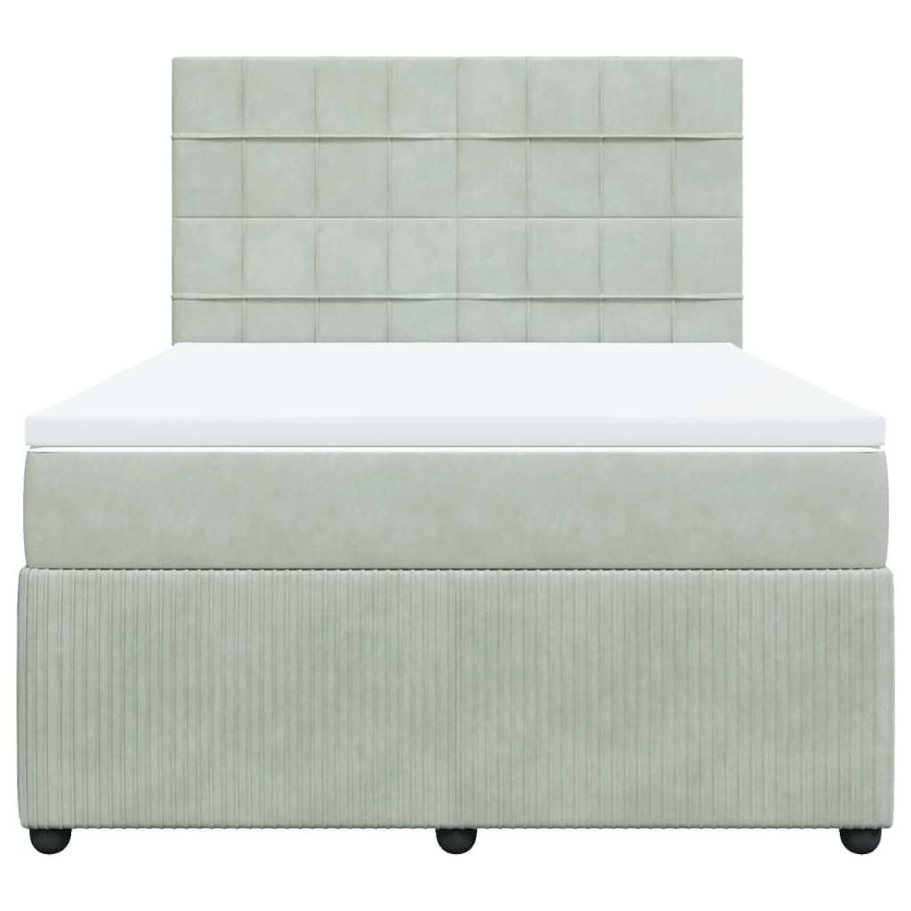 Boxspring met matras fluweel lichtgrijs 140x190 cm