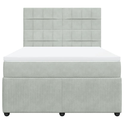 Boxspring met matras fluweel lichtgrijs 140x190 cm