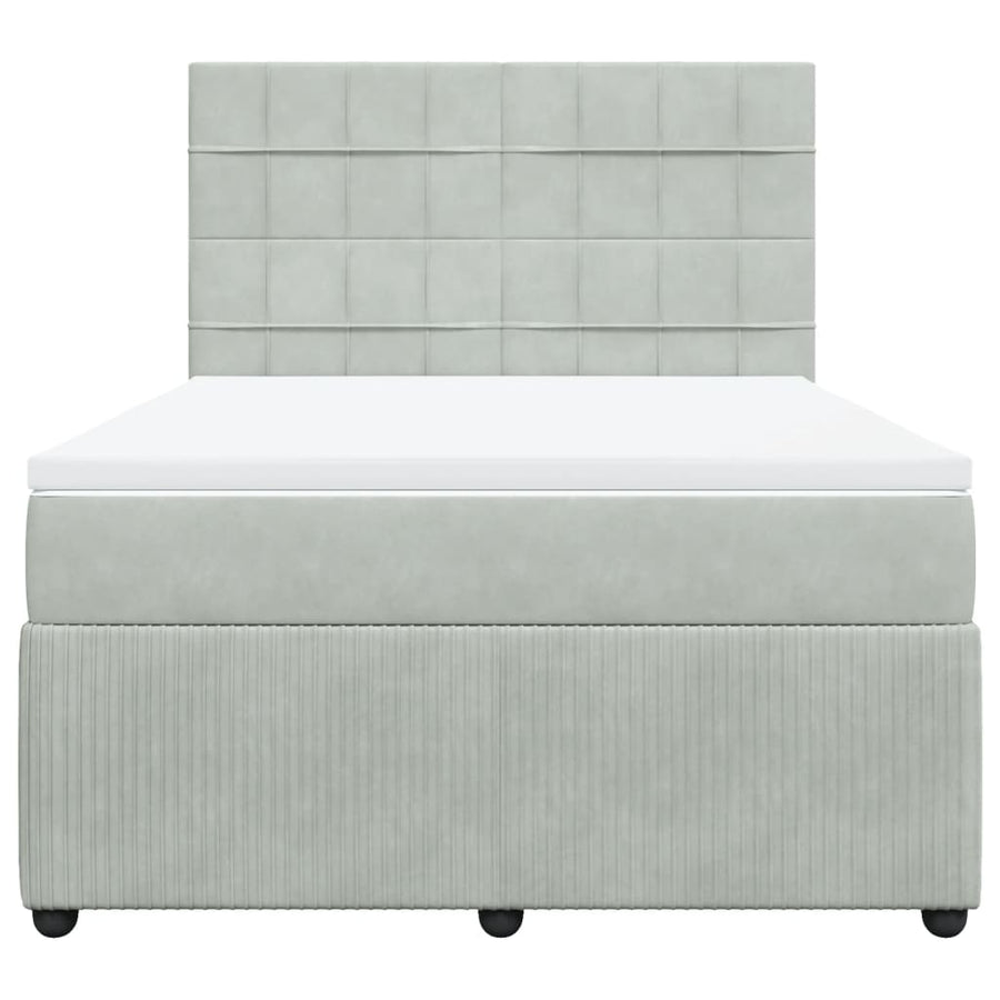 Boxspring met matras fluweel lichtgrijs 140x190 cm