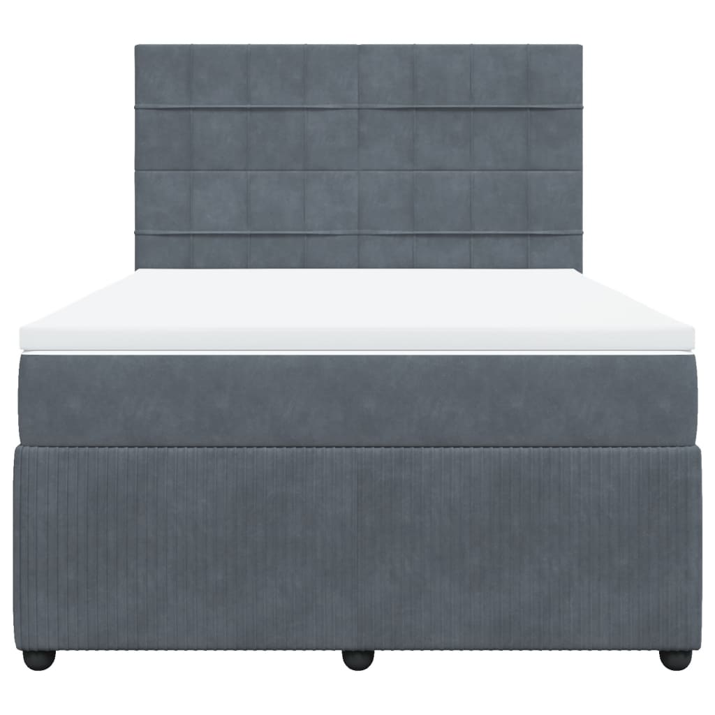 Boxspring met matras fluweel donkergrijs 140x190 cm