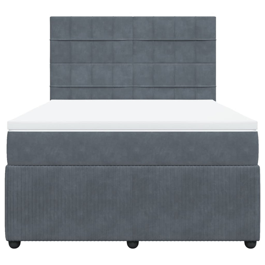Boxspring met matras fluweel donkergrijs 140x190 cm