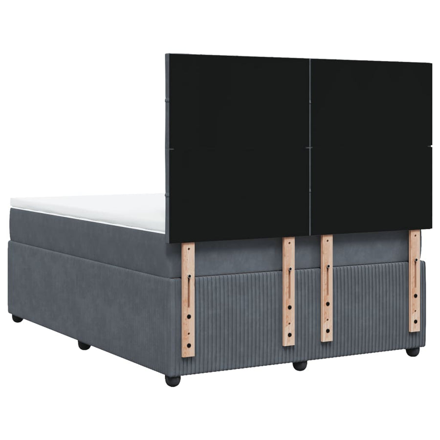 Boxspring met matras fluweel donkergrijs 140x190 cm