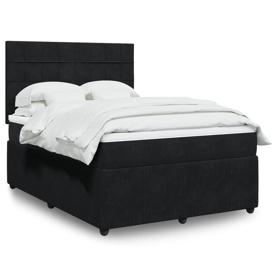 Boxspring met matras fluweel zwart 140x190 cm