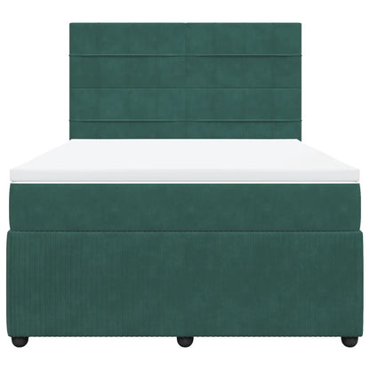 Boxspring met matras fluweel donkergroen 140x190 cm