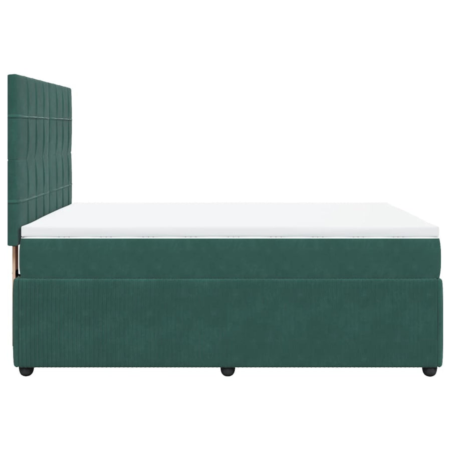 Boxspring met matras fluweel donkergroen 140x190 cm