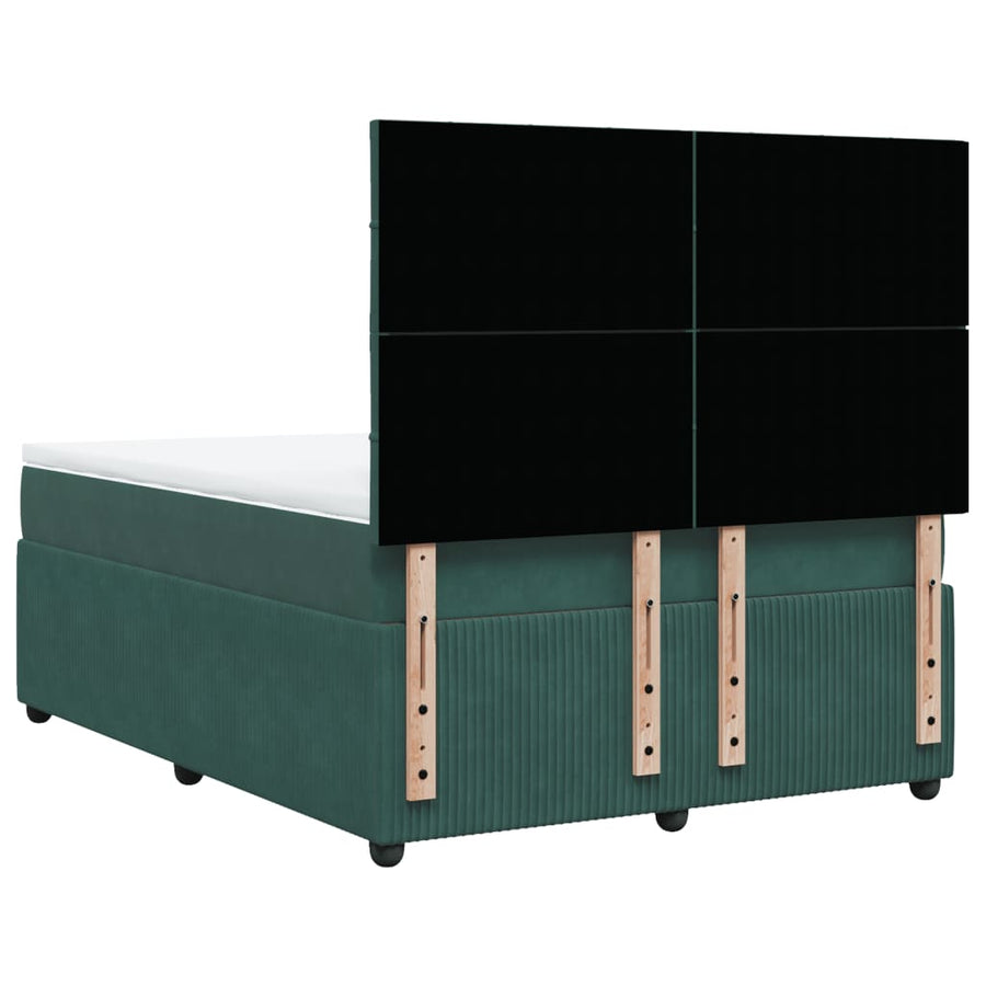 Boxspring met matras fluweel donkergroen 140x190 cm