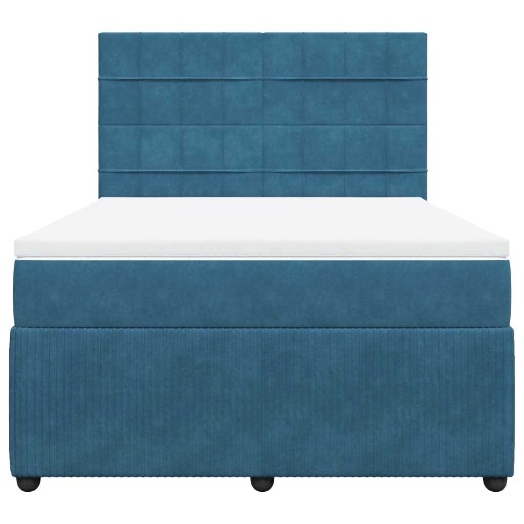 Boxspring met matras fluweel donkerblauw 140x190 cm