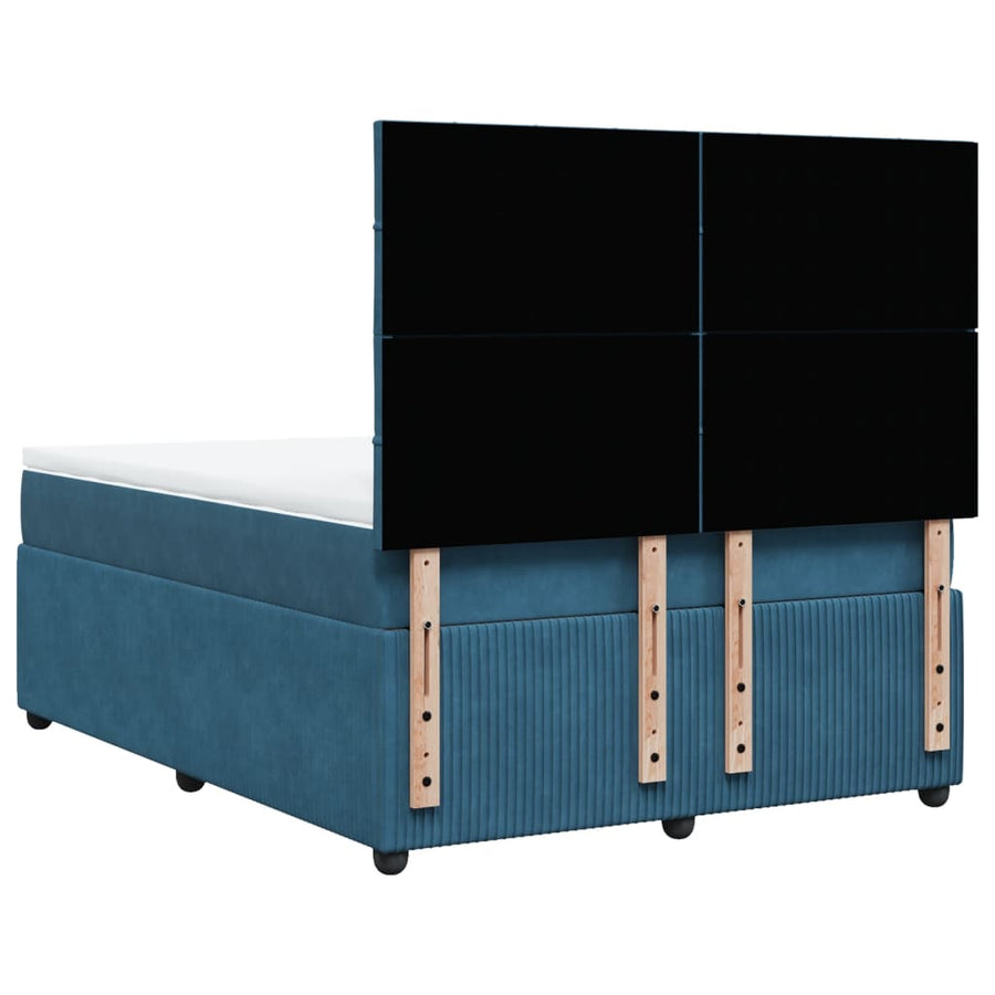 Boxspring met matras fluweel donkerblauw 140x190 cm