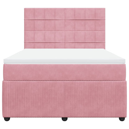 Boxspring met matras fluweel roze 140x190 cm